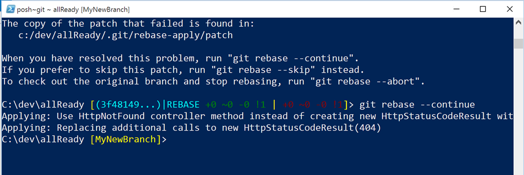 git rebase --continue