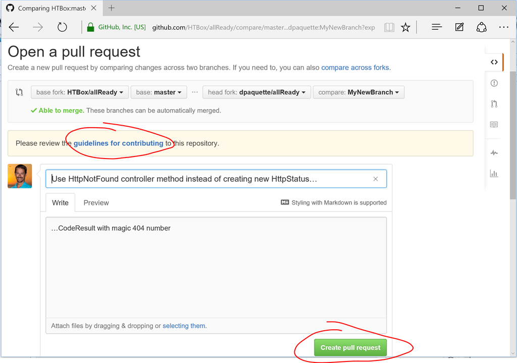 Enter pull request details