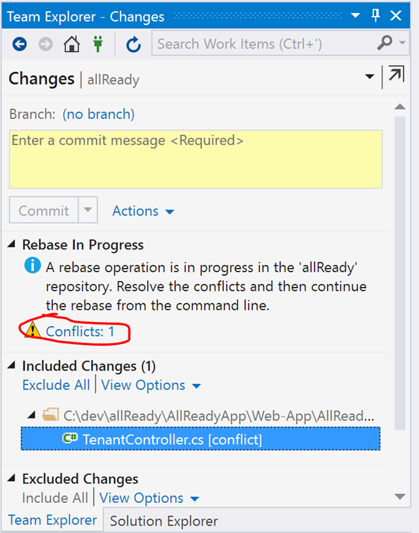 Visual Studio Show Conflicts